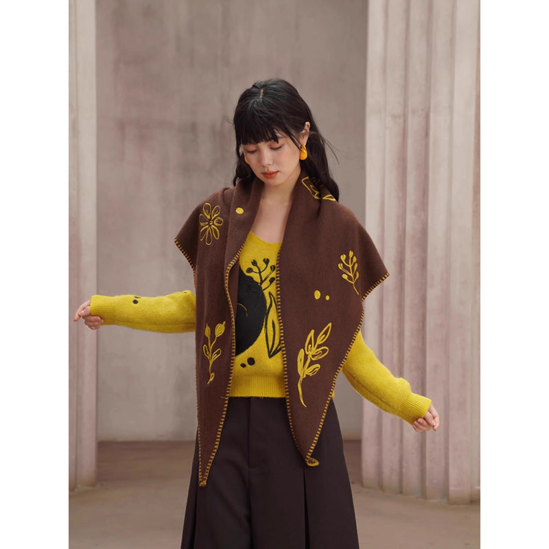 焦茶色のプリーツパンツスカート