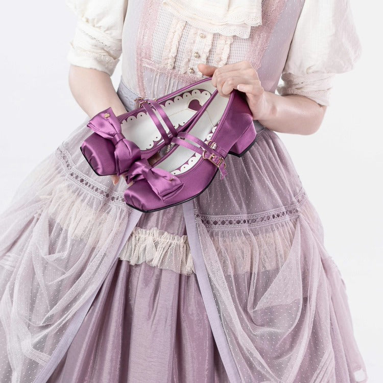 Square-toe Satin Ribbon Ballet Shoes - Royal Purple[2025年11月上旬-12月上旬発送予定]