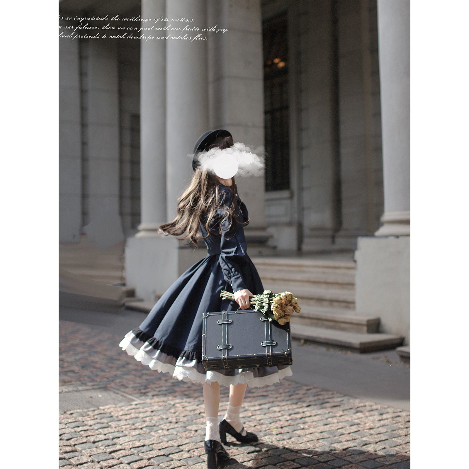 紺　ワンピース 紺藍のお嬢様のクラシカルワンピース – ManusMachina