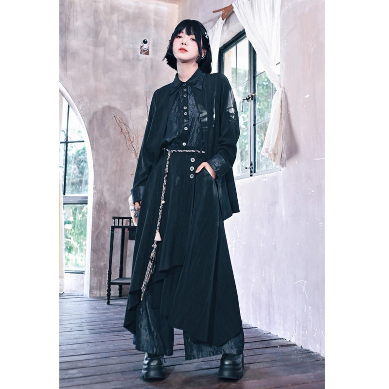 漆黒の蛇鱗レイヤードブラウス
