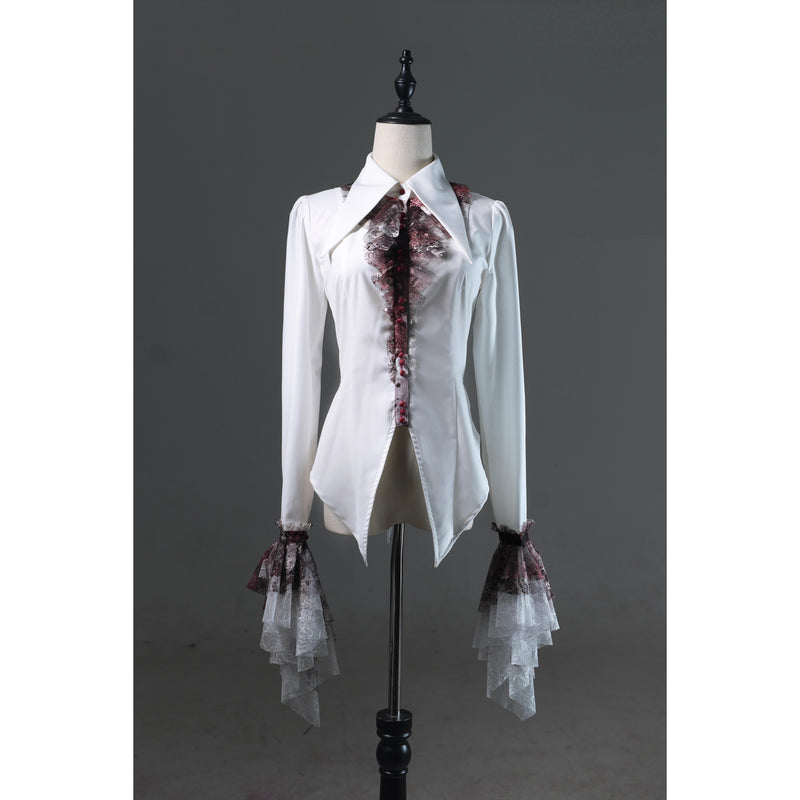 血塗れのお嬢様のレースアップブラウス - Dark Red[2026年2月下旬-3月下旬発送予定]