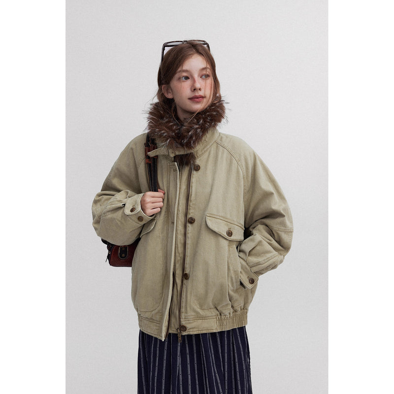 Oversized Retro Fur Work Jacket