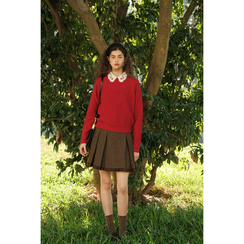 Striped Blouse with Embroidered Collar