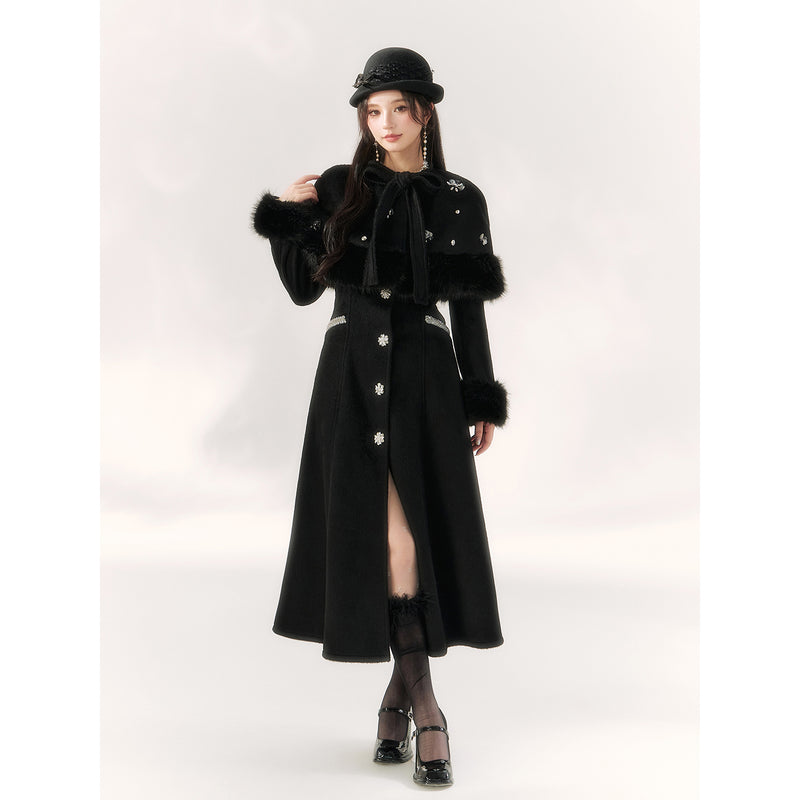 Elegant Embroidered Classical Cape Coat