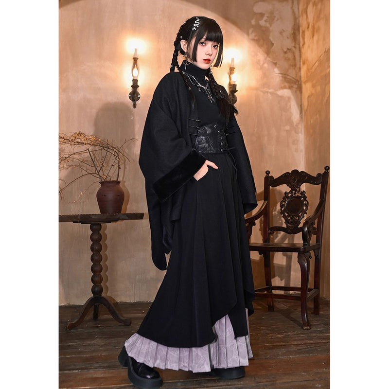 漆黒の令嬢のチャイナウールケープコート