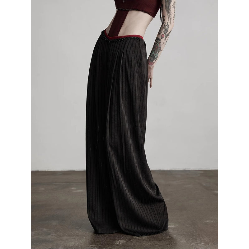 Black Striped Wide Pants