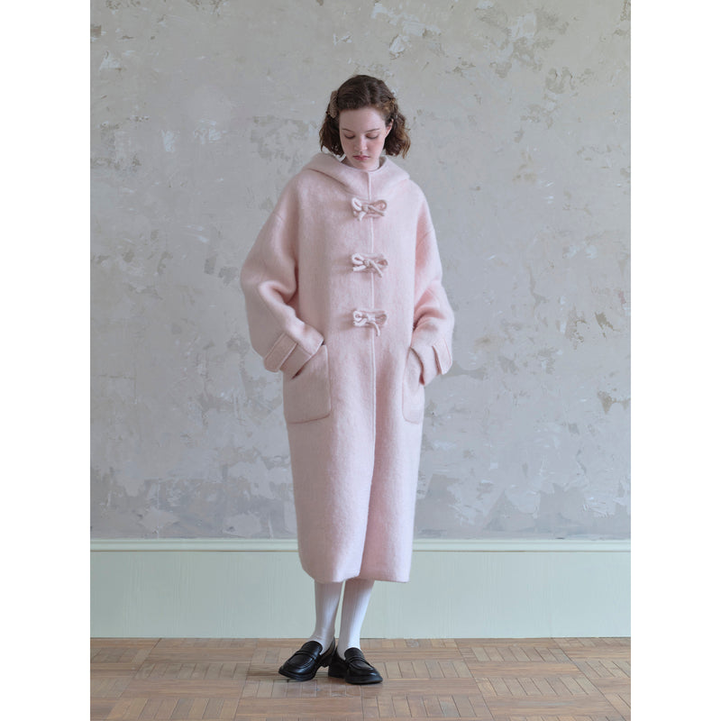 Long Wool Coat in Cherry Blossom Pink