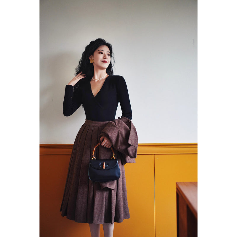 巴里貴婦人レトロニットトップス