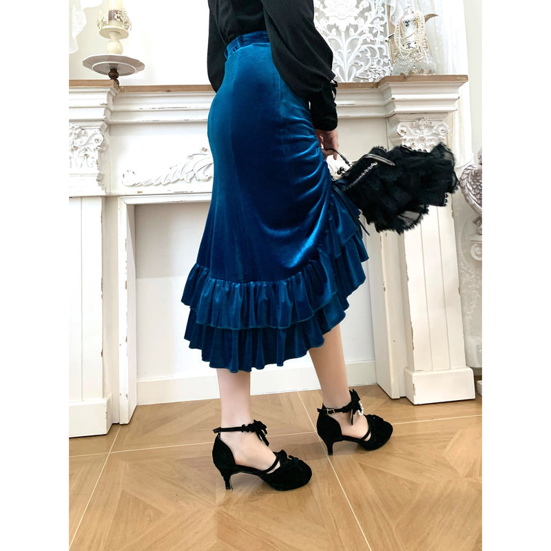 西洋貴族のベルベットマーメイドスカート - Cobalt Blue[2026年2月下旬-3月下旬発送予定]