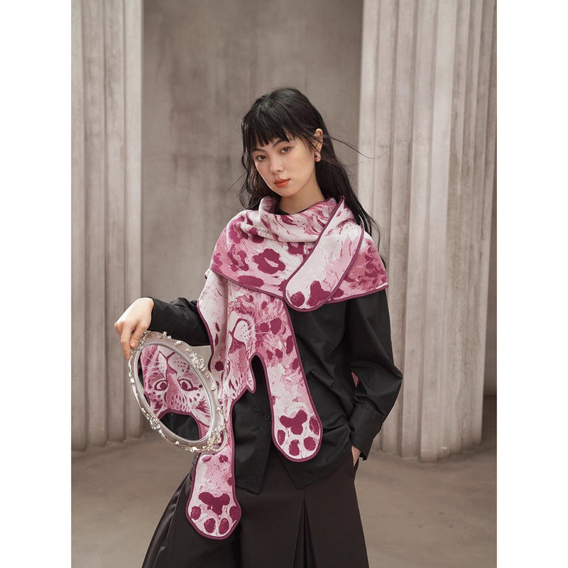 豹の挿絵ニットストール