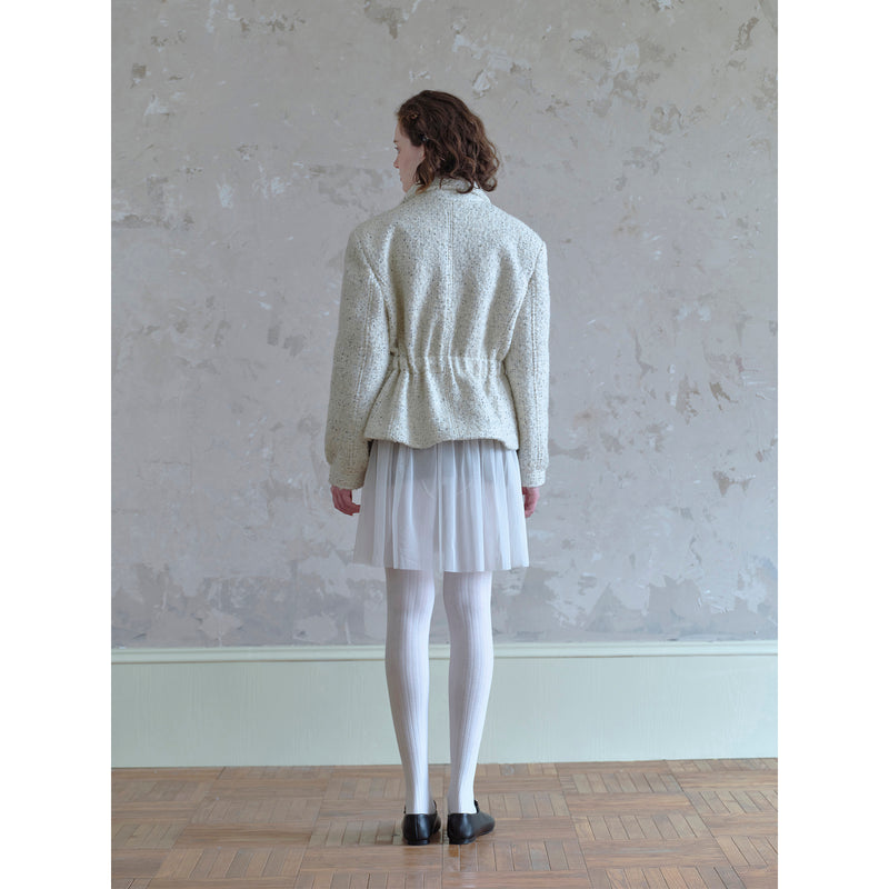 Black Mixed in Cream White Wool Coat