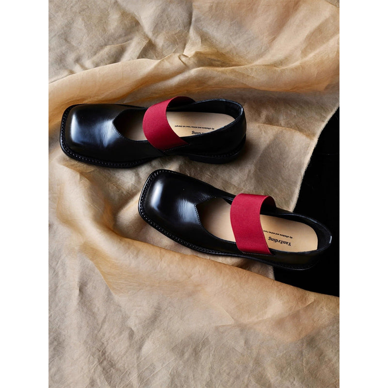 Black Square Toe Mary Jane Shoes