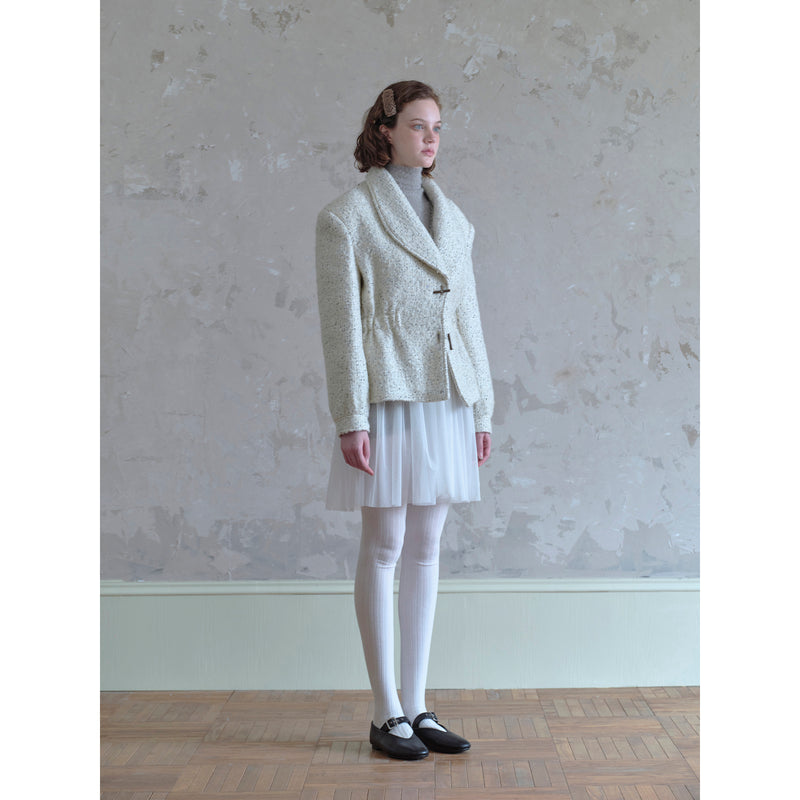 Black Mixed in Cream White Wool Coat