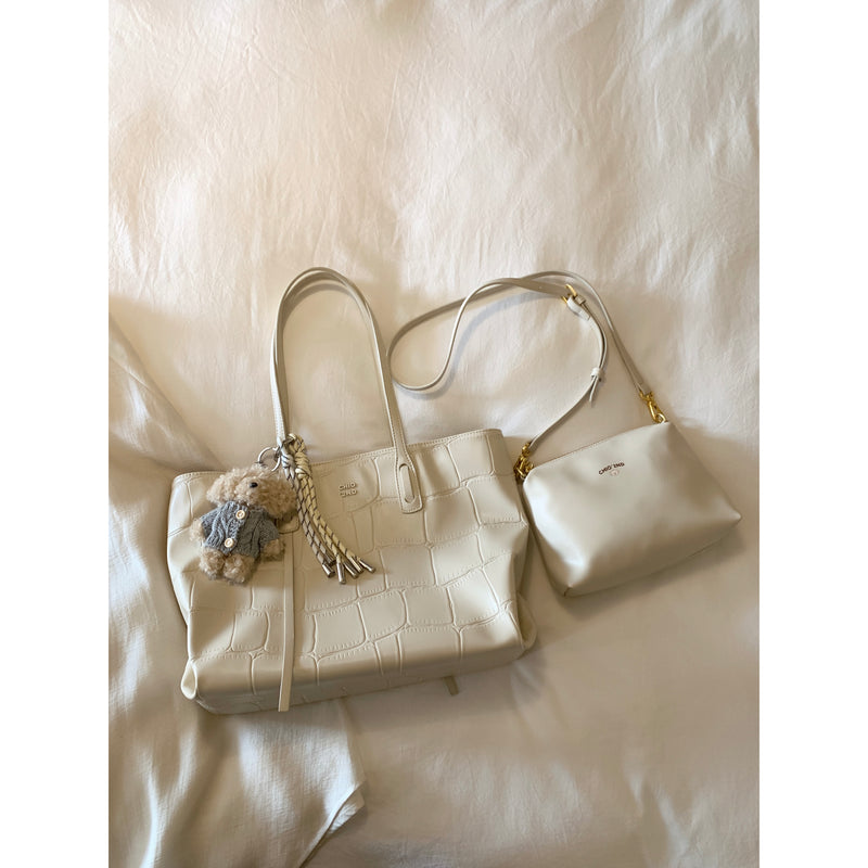 Ivory Embossed Tote Bag