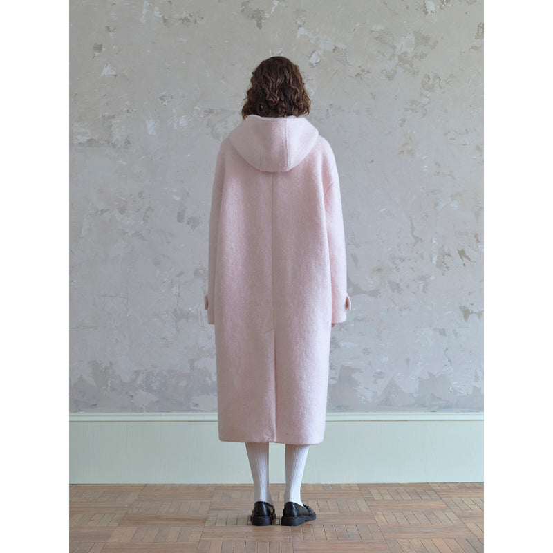 Long Wool Coat in Cherry Blossom Pink