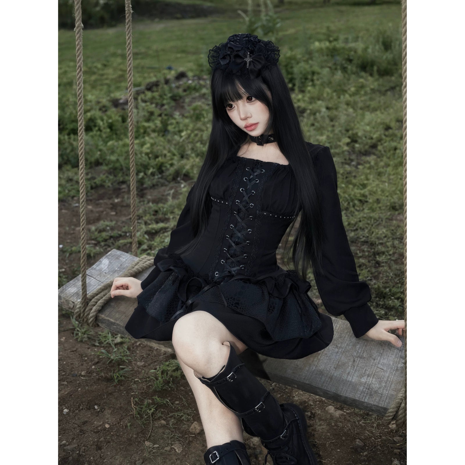 黒蝶のお嬢様のゴシックドールワンピース – ManusMachina