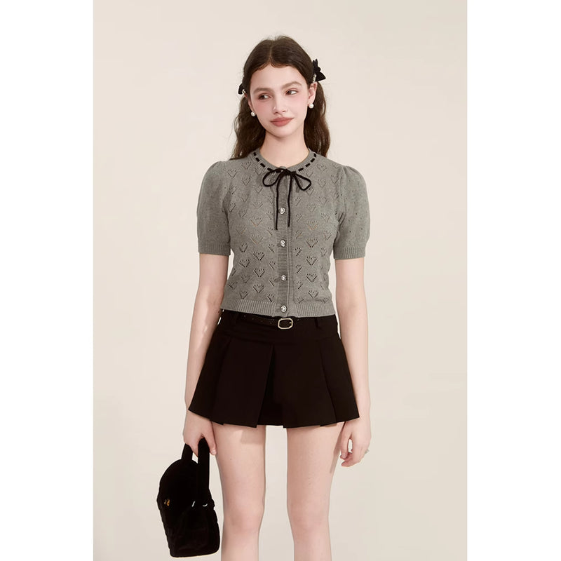 Heart Openwork Knit Top
