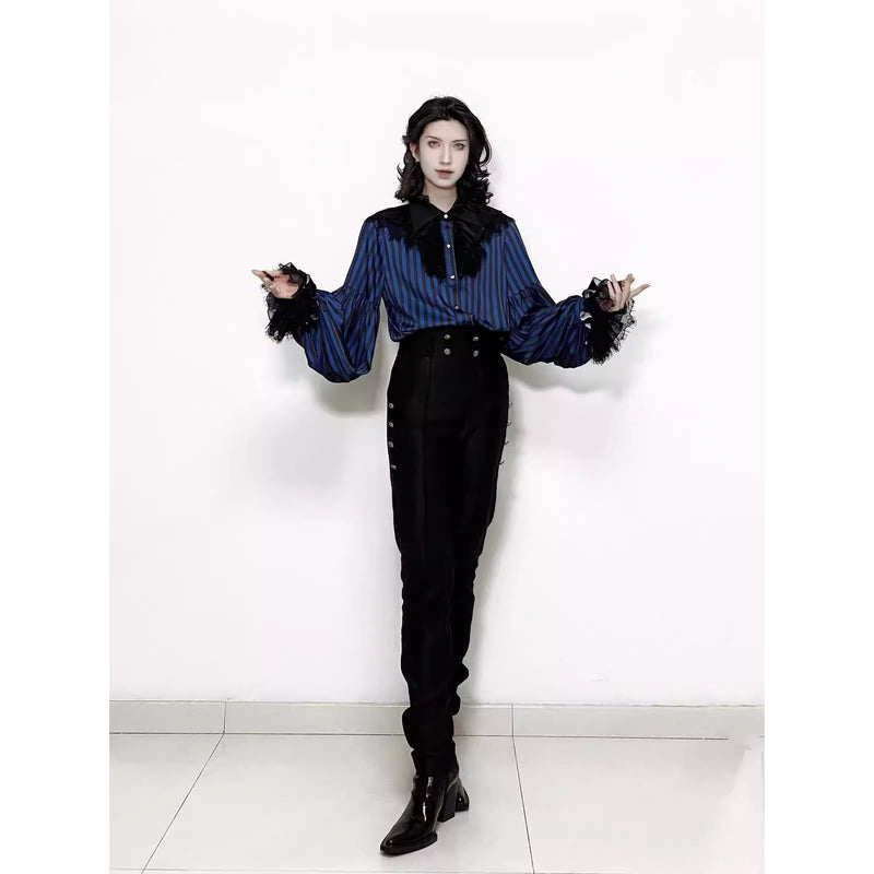 濃紺の貴族のヴァンパイアブラウス[2026年3月上旬-3月下旬発送予定]