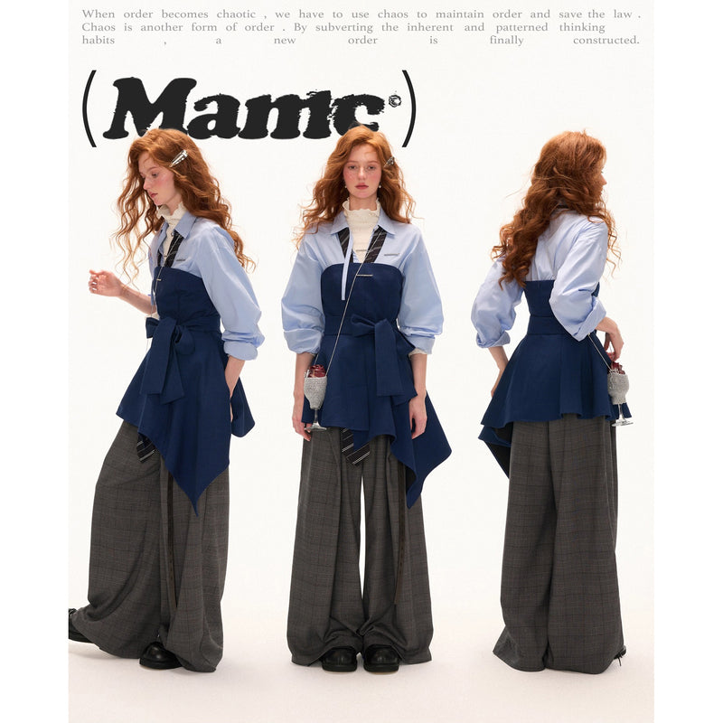 Dark Navy Ribbon Asymmetrical Bustier