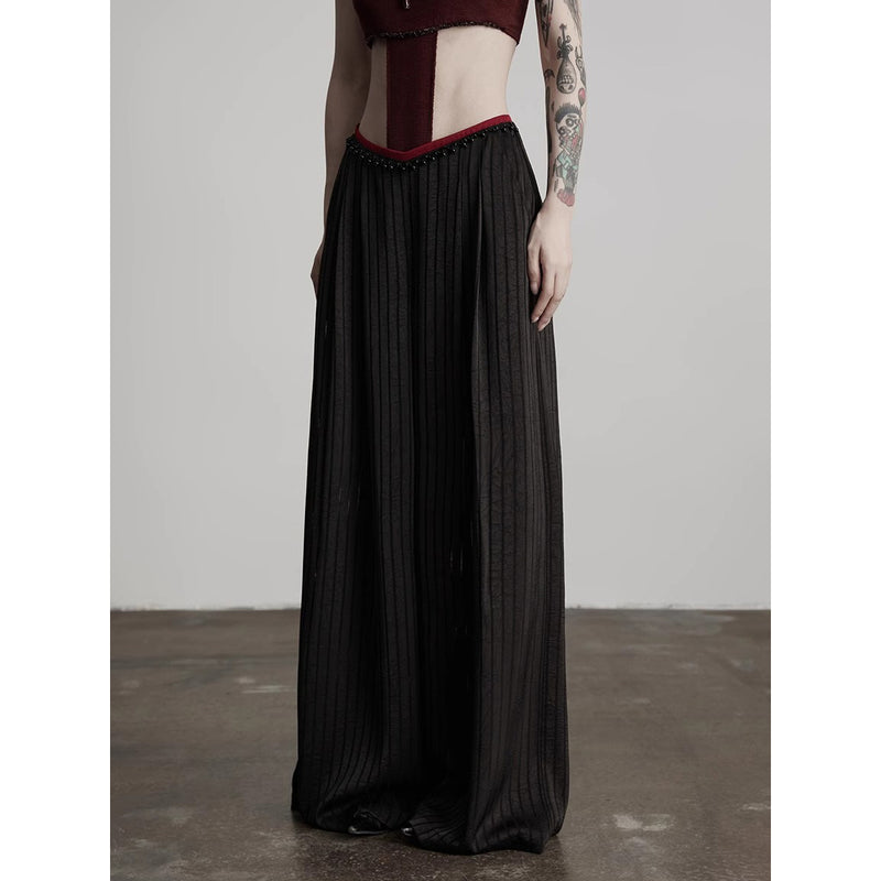 Black Striped Wide Pants