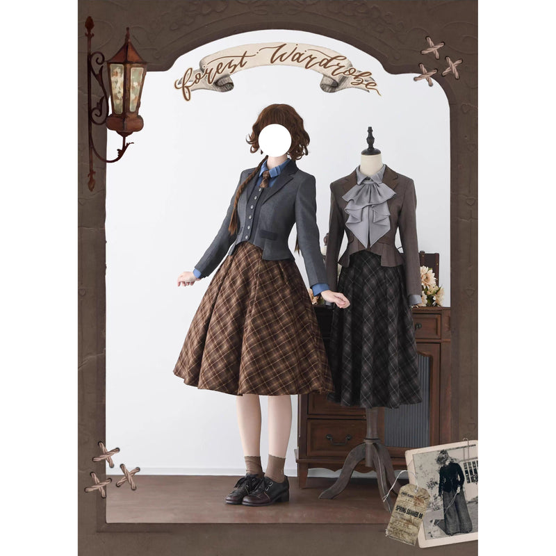 英国のお嬢様のクラシカルショートジャケット - Dark Gray[2025年12月中旬発送予定]