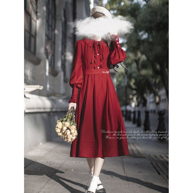 深紅の文学少女ワンピースとショートジャケット – ManusMachina