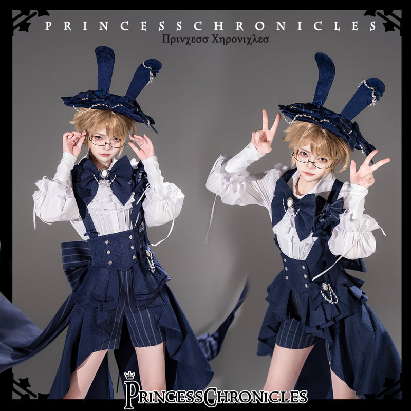 紺青騎士のジャガードコルセットとブラウスとハーフパンツとバックリボンとリボンブローチと帽子[2025年11月上旬-11月下旬発送予定]