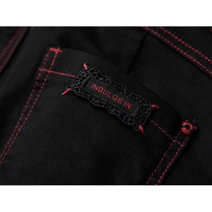 Punk Embroidered Flared Denim Pants