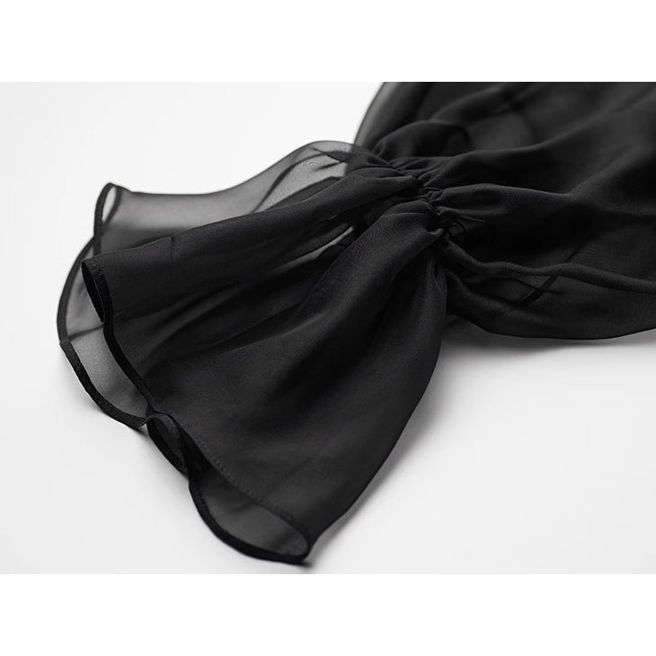 Black Silk Hooded Bolero Tops