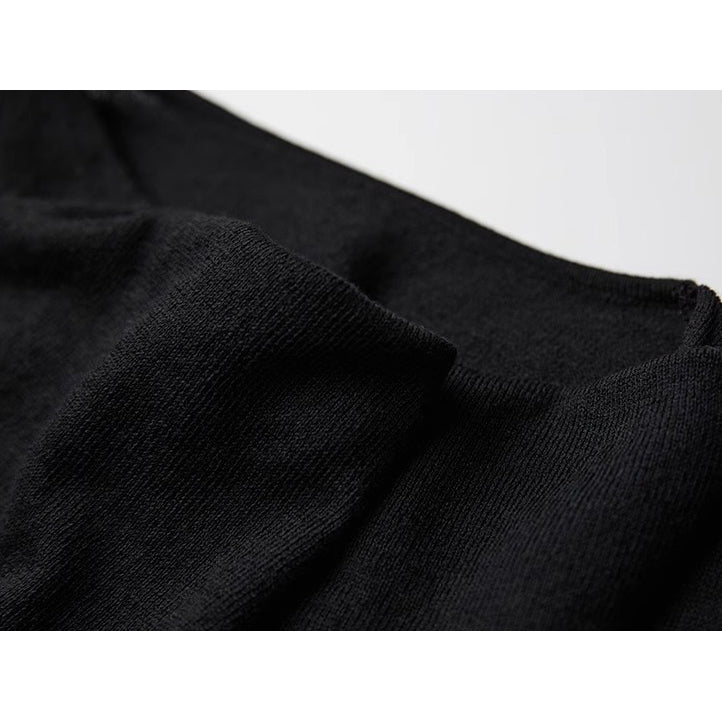 Black Draped Neck Sleeveless Knit Top