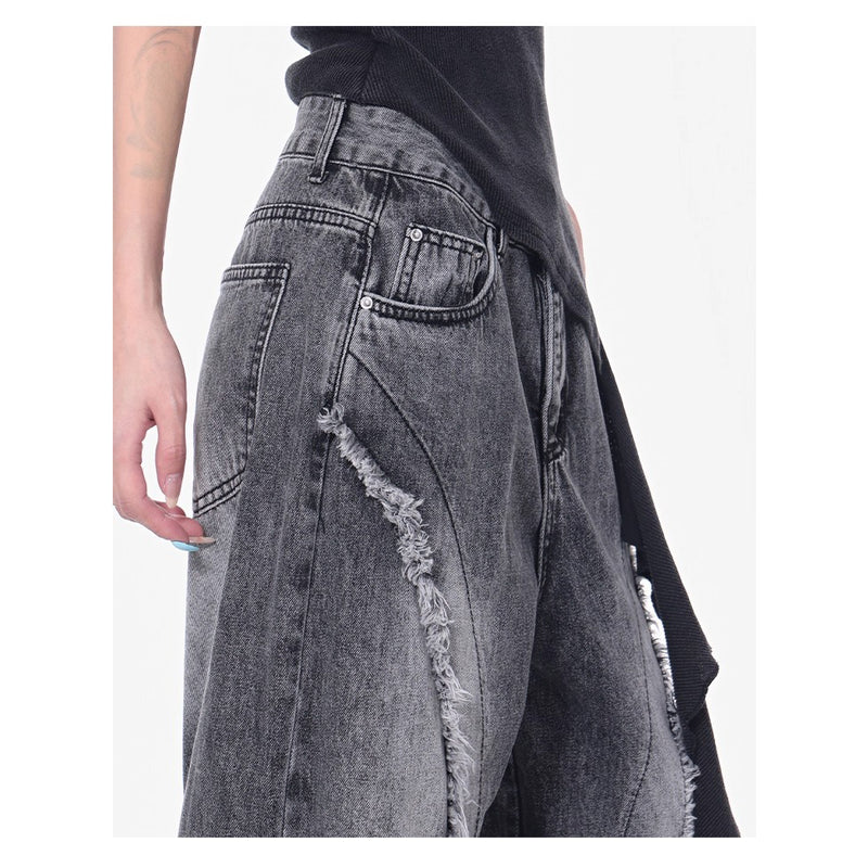 Distressed Wide Denim Pants