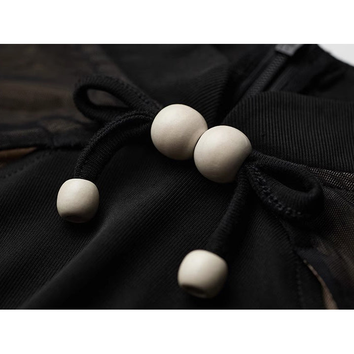 Black China Sleeveless Bodysuit