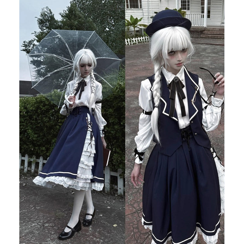 魔法学園のお嬢様のケープとベストとブラウスとコルセットスカート