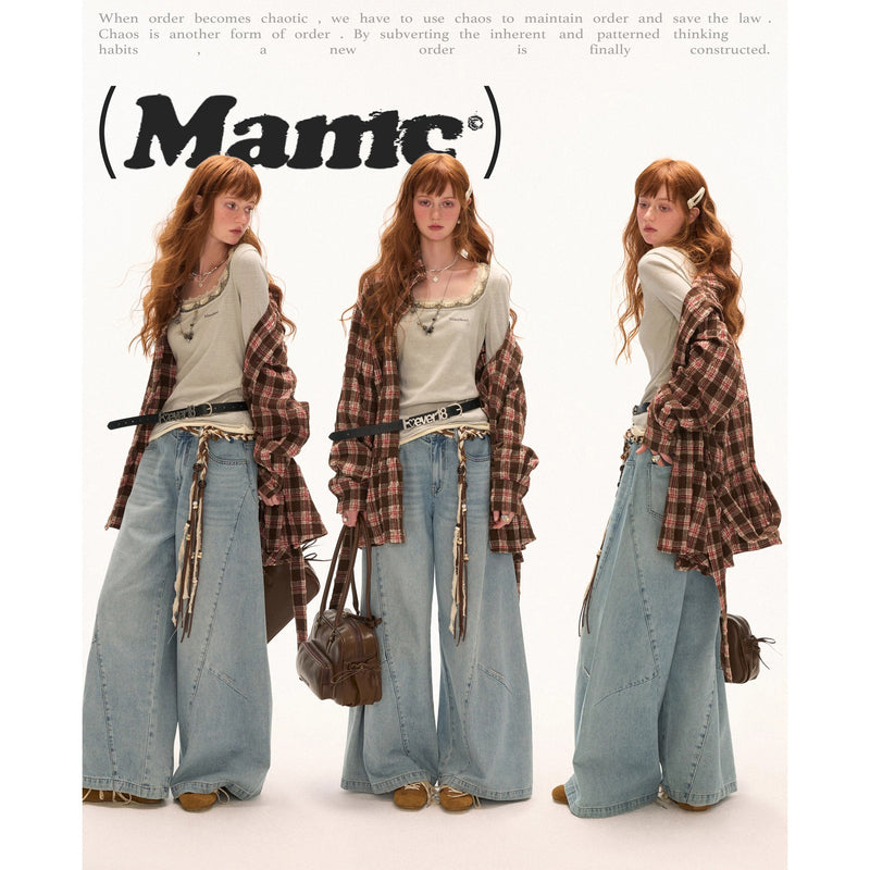 Vintage Wash Wide Straight Denim