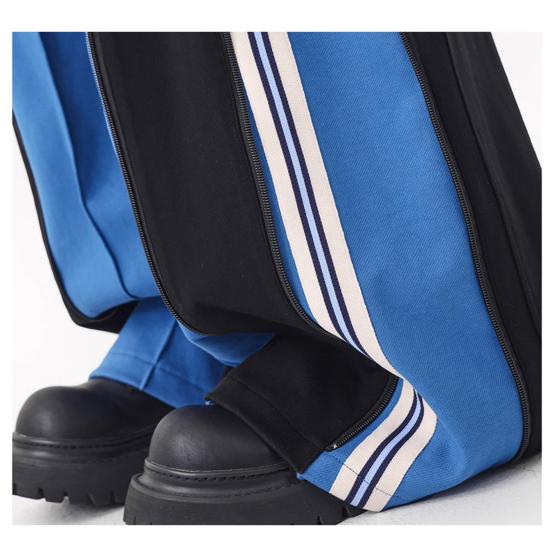 Blue Switching Wide Track Pants