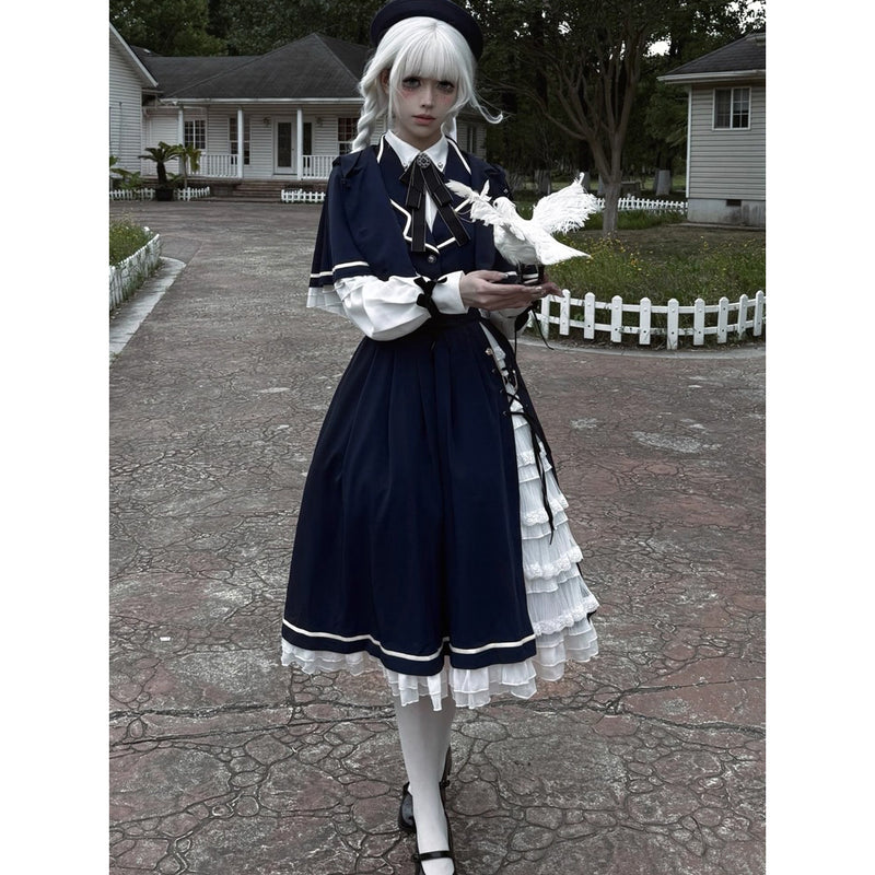 魔法学園のお嬢様のケープとベストとブラウスとコルセットスカート