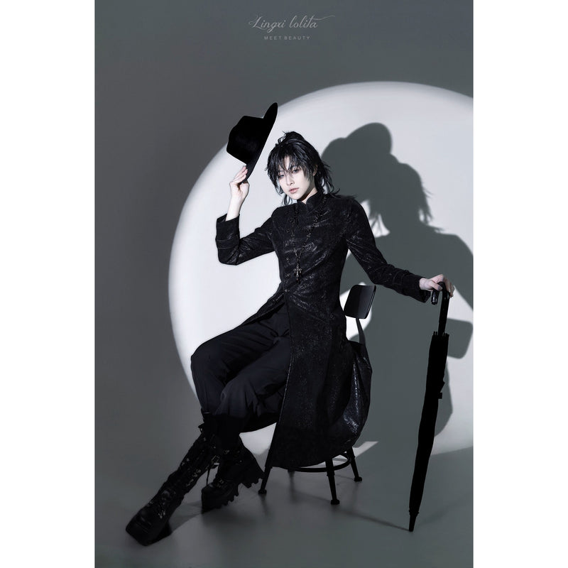 脊椎骨格の刺繍ゴシックコート