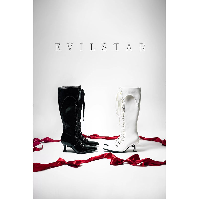 貴族令嬢の編み上げゴシックロングブーツ - Black[2026年3月上旬-3月下旬発送予定]