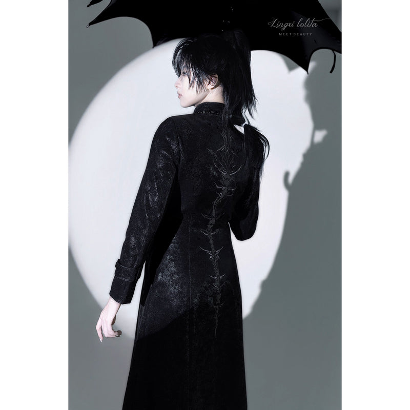 脊椎骨格の刺繍ゴシックコート