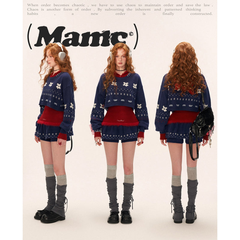 Star and Floral Knit Sweater and Shorts