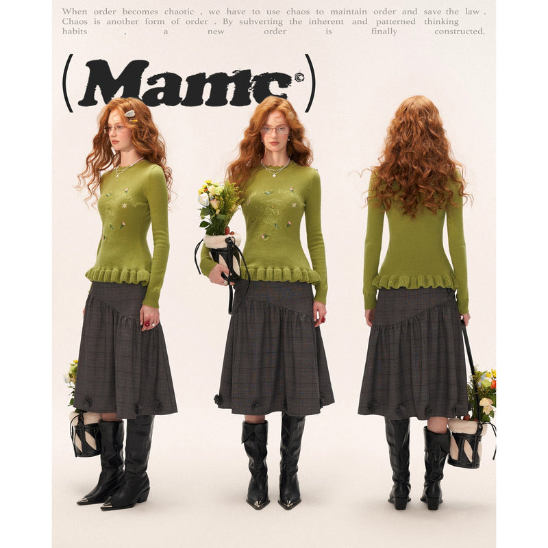 Flower Embroidered Knit Sweater