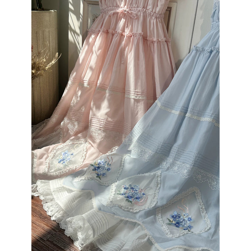 紫陽花の花の刺繍ジャンパースカート - Sakura Pink – ManusMachina