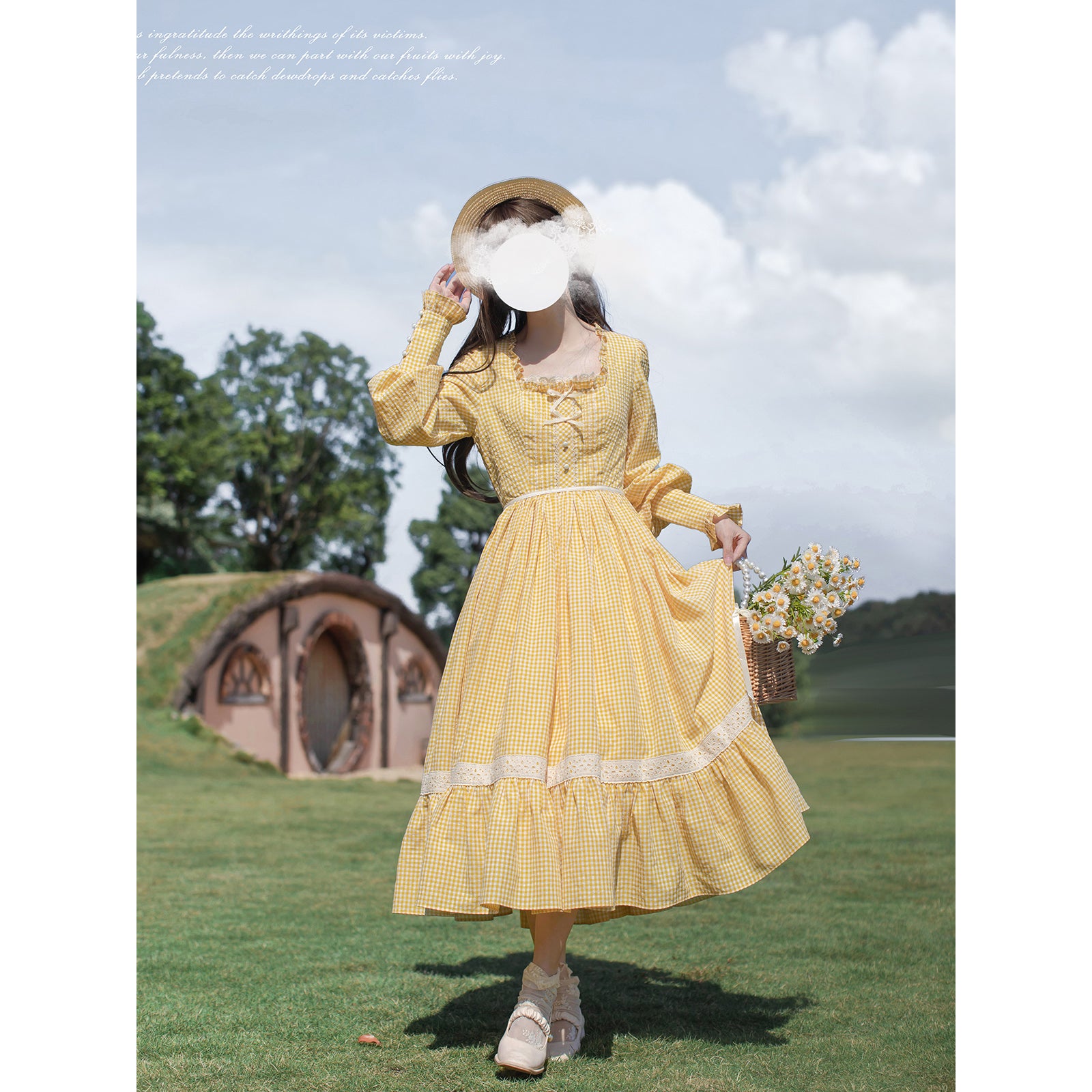 蒲公英色のレトロワンピースとエプロン – ManusMachina