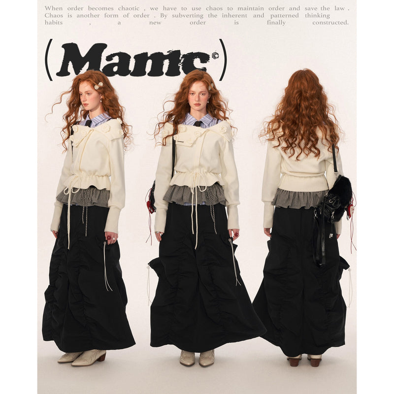 Rose Flower Off-the-shoulder Knit Cardigan