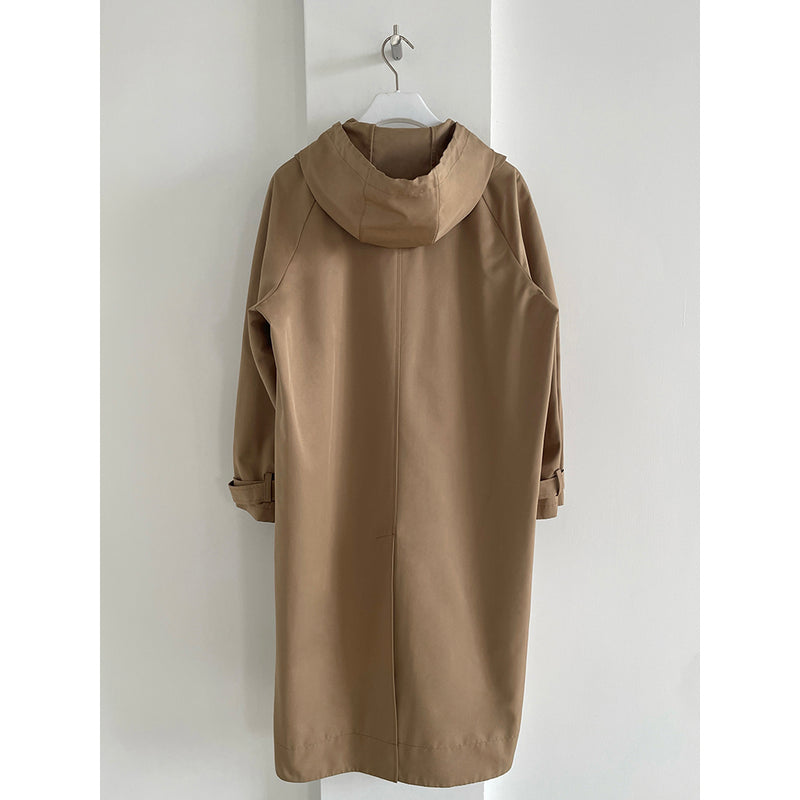 Khaki Doll Collar Detachable Hooded Trench Coat