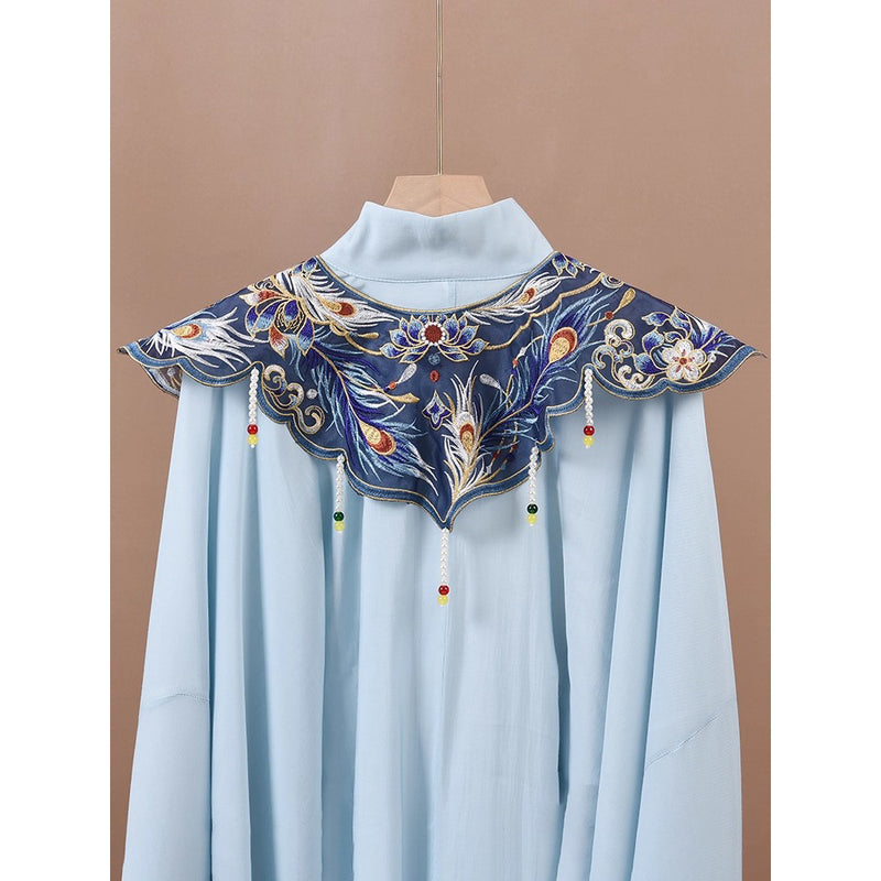 孔雀と牡丹の刺繍付け襟