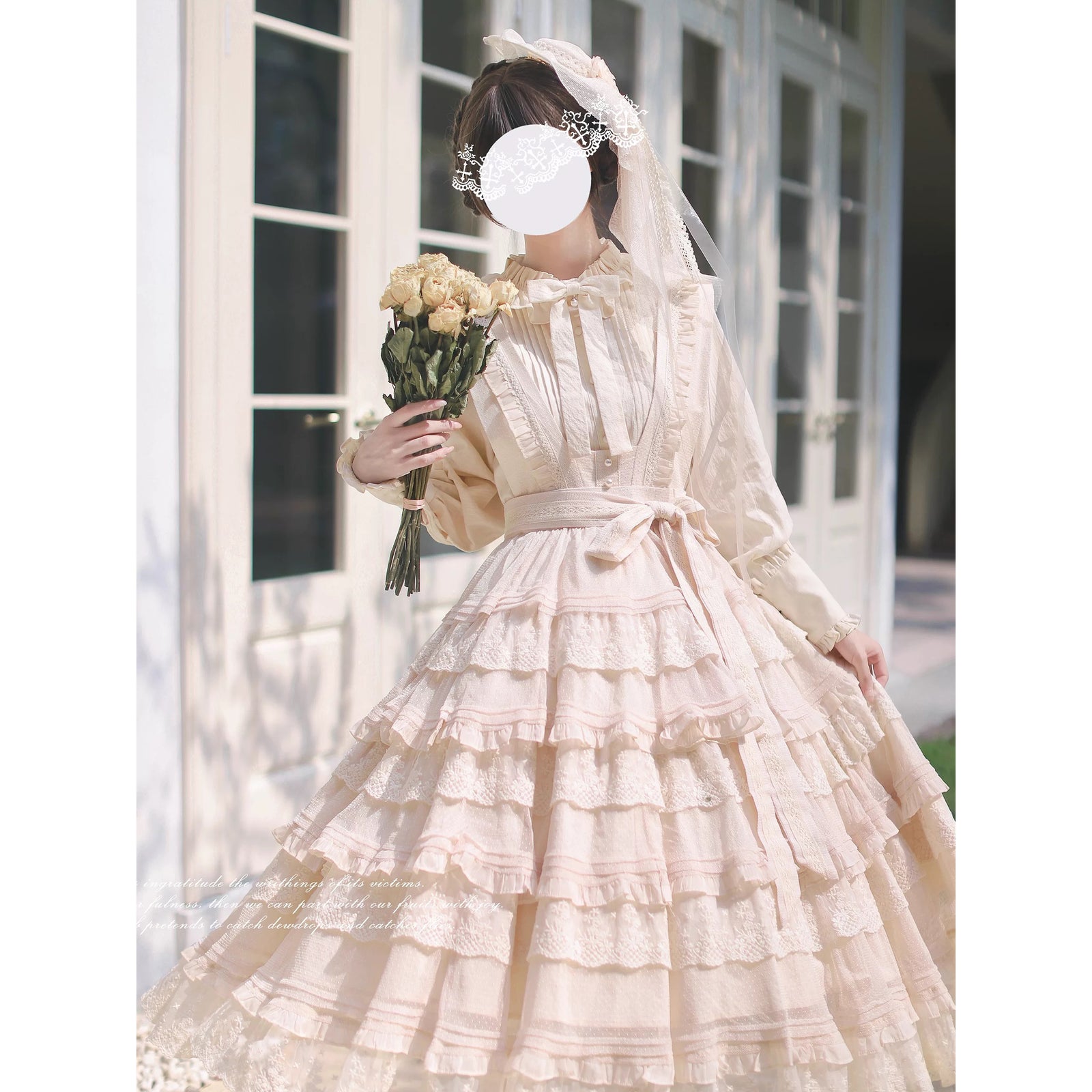 奏鳴曲を奏でる刺繍ティアードジャンパースカートとフリルリボン