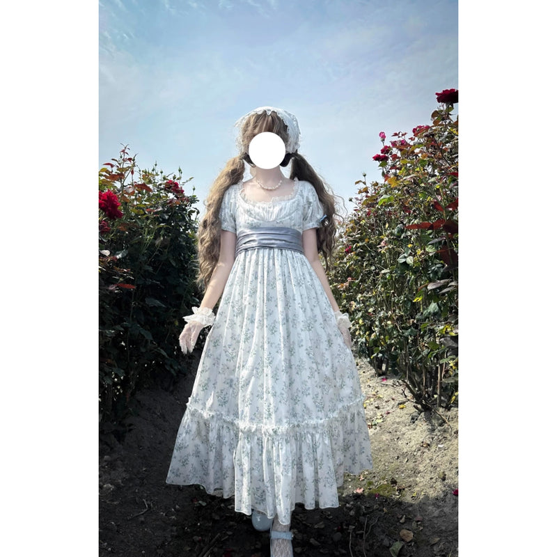 勿忘草の花群集クラシカルワンピース[2025年7月下旬-8月下旬発送予定]