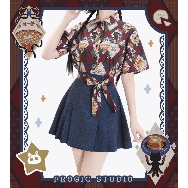 お茶会のお嬢様のプリーツスカート - Navy