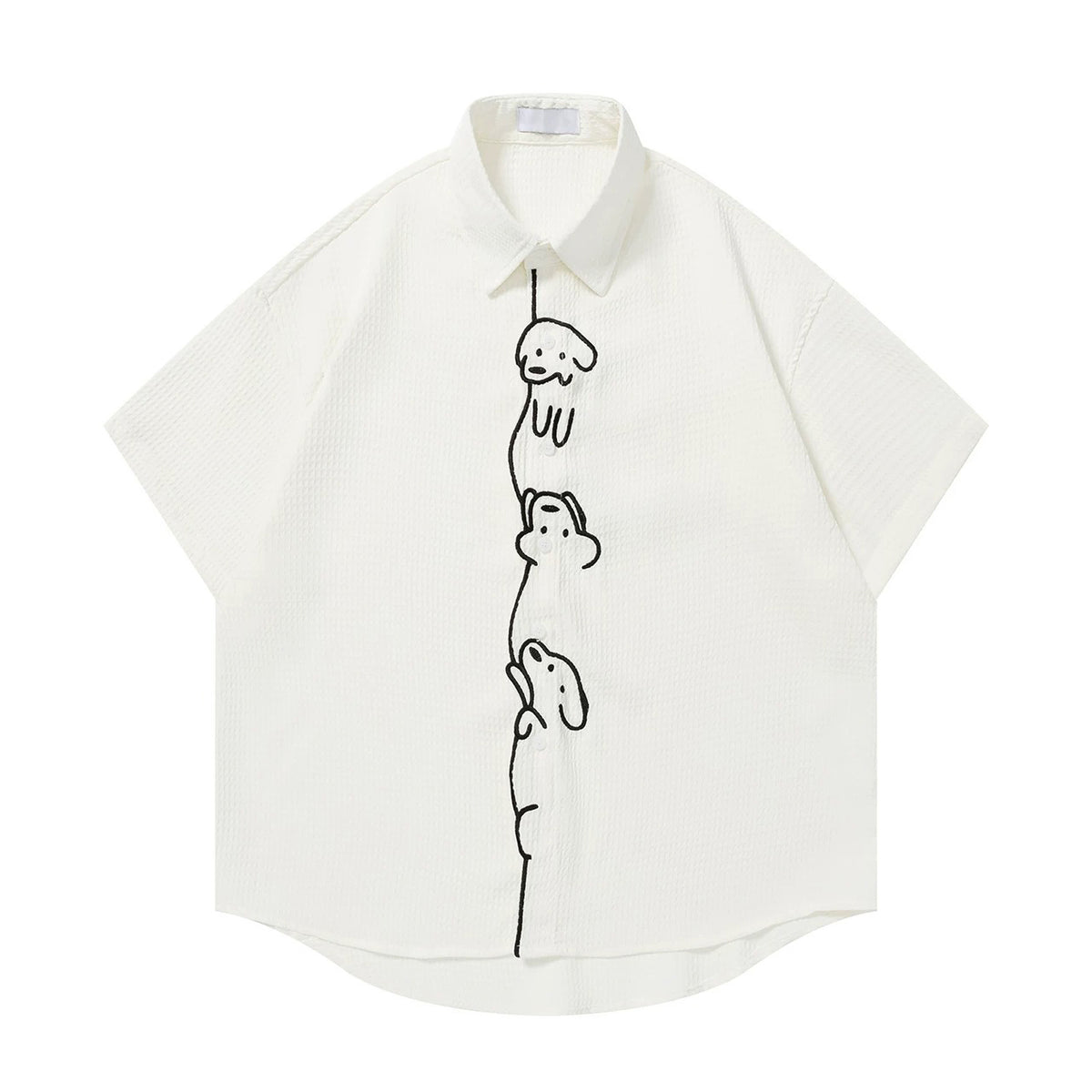 子犬の刺繍シャツ - Milk White – ManusMachina